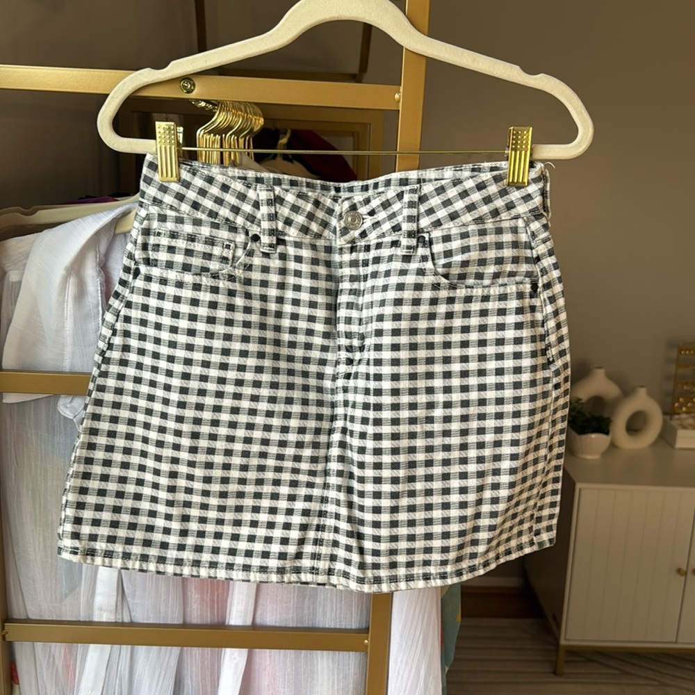 Denim Checkers Mini Skirt